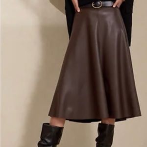 Vegan Leather Brown Skirt